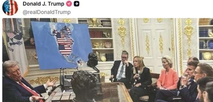 Trump znowu publikuje kontrowersyjną mapę: Kanada, Grenlandia, Kuba i Wenezuela „w granicach USA”