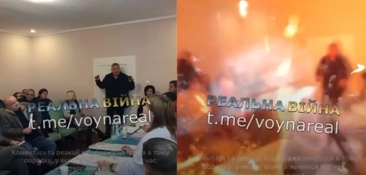 DRASRYCZNE! (18+) Ukraina. Na Zakarapciu radny zdetonował granaty podczas obrad [Wideo]