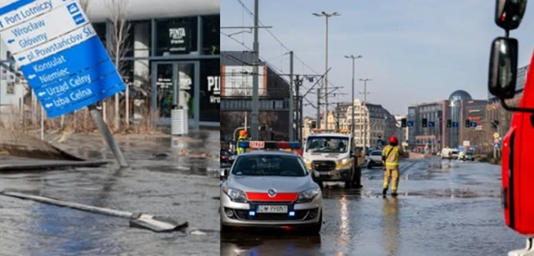 Nagła powódź w centrum Wrocławia – awaria magistrali sparaliżowała ruch i zalewa ulice